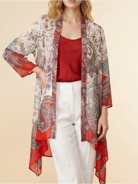 Red and Cream Paisley Sheer jacket